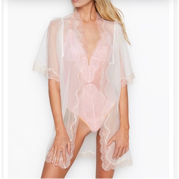 Victoria's Secret Other - VS Lace Trim Kimono Robe